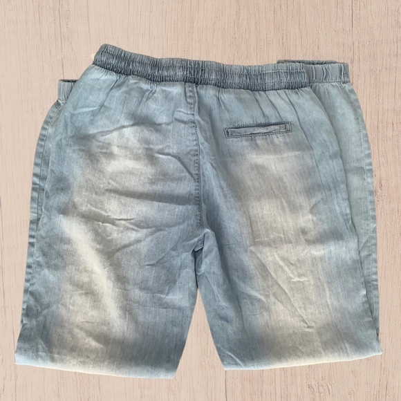 Women's Drawstring Jogger Light Wash Denim Look SMALL - Picture 6 of 9